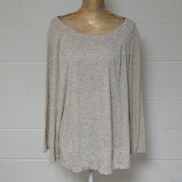 AVA & VIV LONG SLEEVE  OATMEAL NOT SO BASIC TEE SHIRT TUNIC TOP - Picture 1 of 9